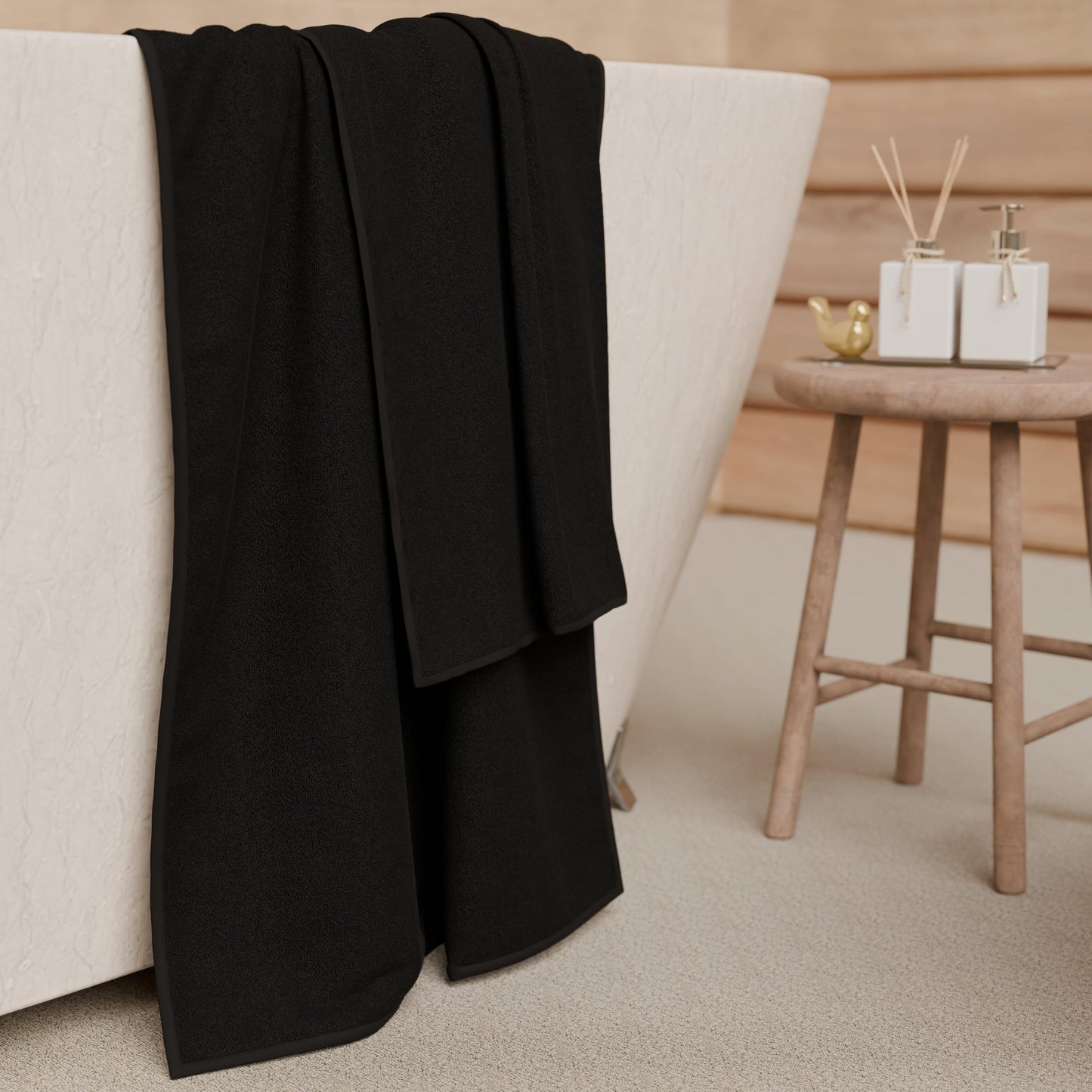 PETTI Artigiani Italiani - 100% Cotton Terry Bath Towels, 2+2 Towel Set, 4 Pieces 2 Face Towels and 2 Hand Towels, Black Towels