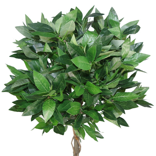 Leaf Design UK Pair of Artificial Bay Topiary Ball Trees, Green Twist, 90cm (3ft)