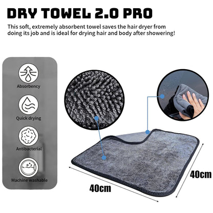Yeria Shiny Bath XXL Drying Cloth, Fast Dry Microfibre Cloths, Premium Wipes for Shower Cubicle, Car, Household, Camping 3, 40 x 40 cm