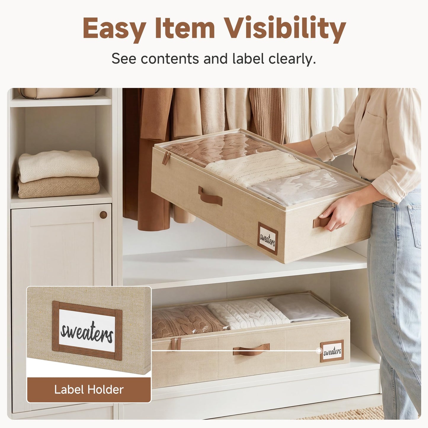 StorageWorks Underbed Storage Boxes with Lids, Large Under Bed Storage Box Containers for Bedroom Accessories Organising Clothes Bedding