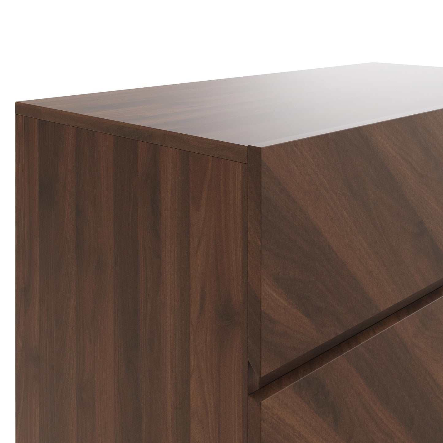 GFW Catania 4 Drawer Chest of Drawers, Royal Walnut Bedroom Storage Unit with Herringbone Drawer Fronts, Modern Handle-Free Furniture