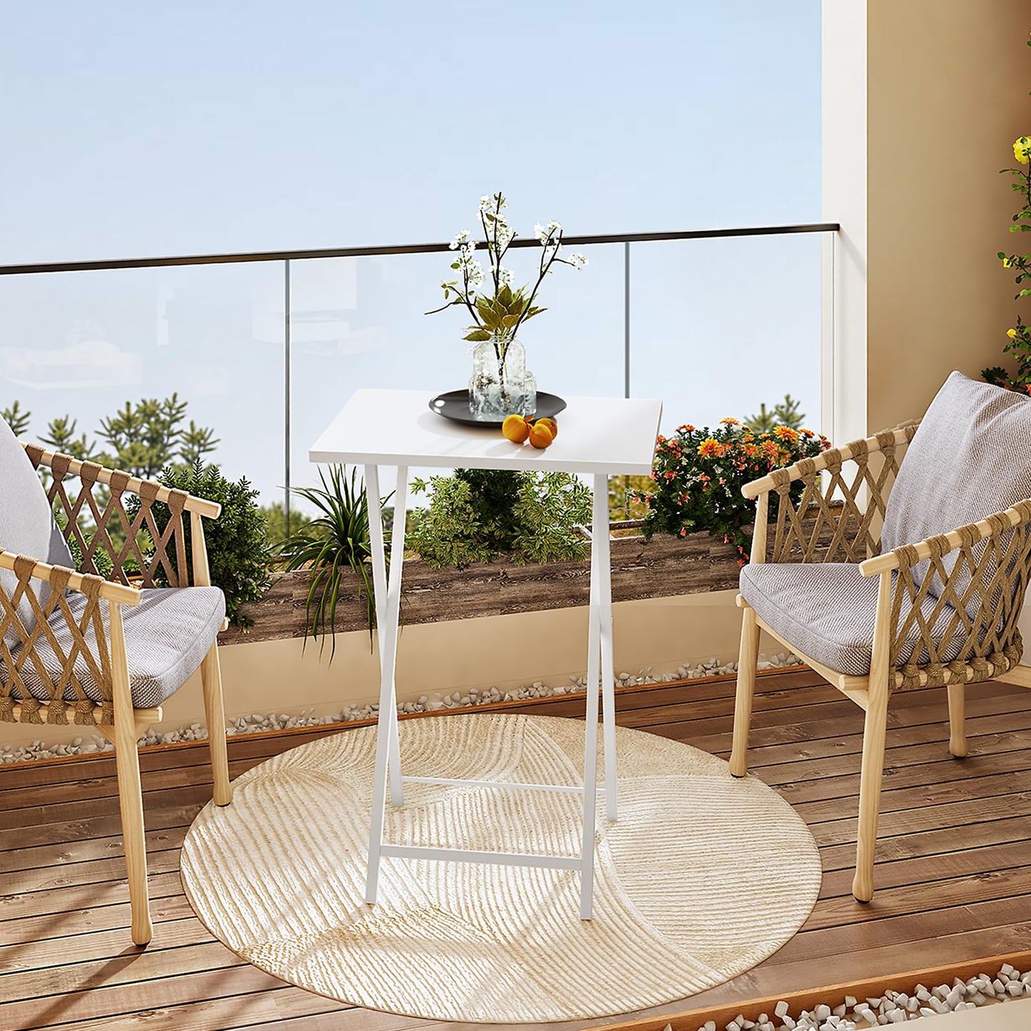 HOOBRO Side Table 2 Set, Folding Tables, TV Tray Table, Snack Table for Eating, Small Sofa End Laptop Drinks Coffee Table for Small Space