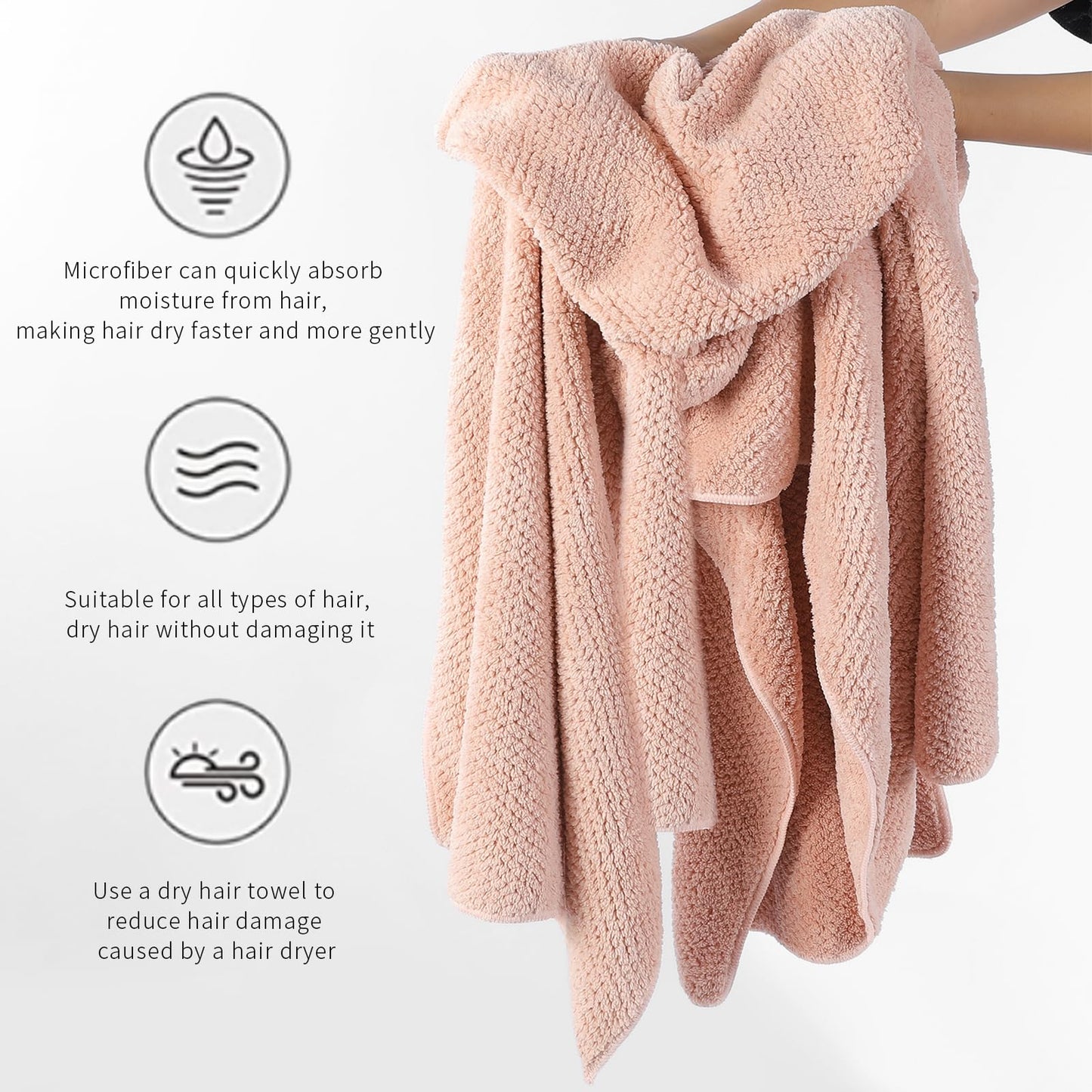 Laojbaba Microfiber Hair Quick Dry Towel Ultra Absorbent Drying Towel for All Hair Types 20X40inch Grey (1pcs)