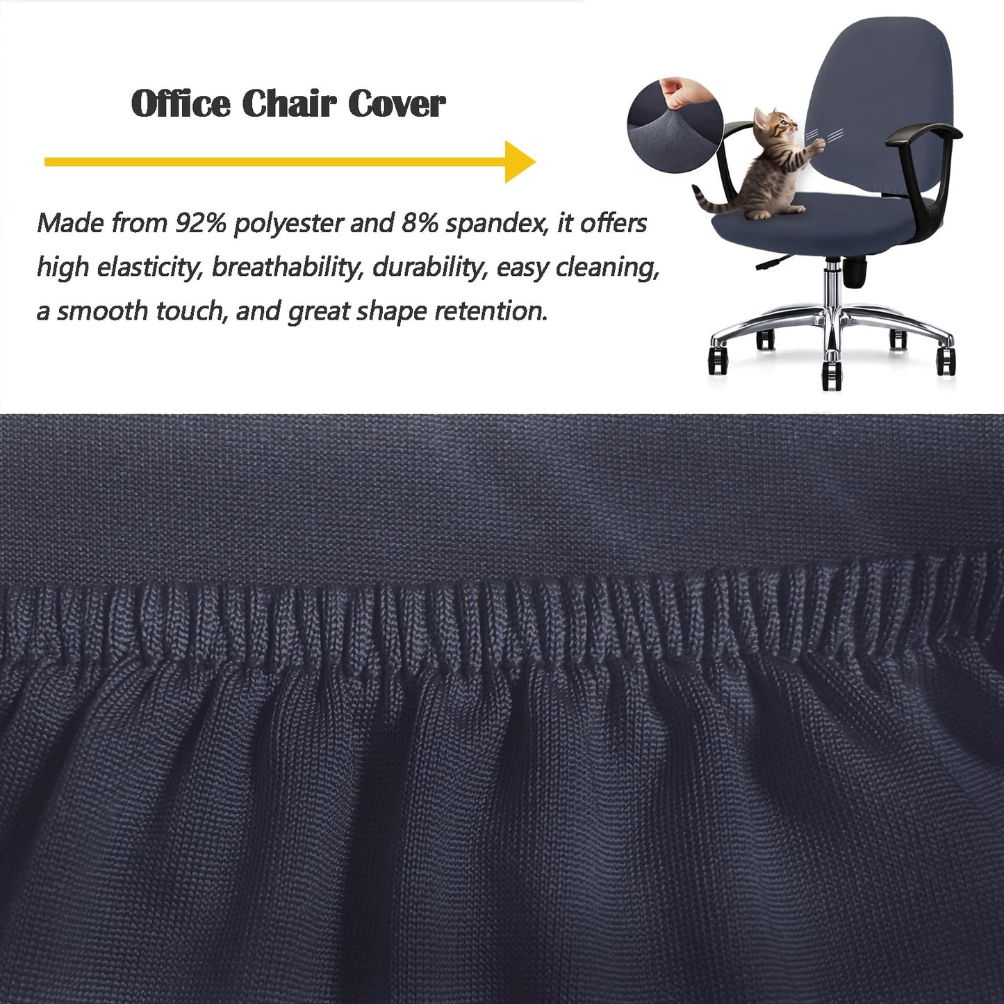 FYTXSZ Chair Covers Spandex Office Computer Chair Cover Stretch Removable Washable Rotate Swivel Chair Protective Covers (Dark Grey)