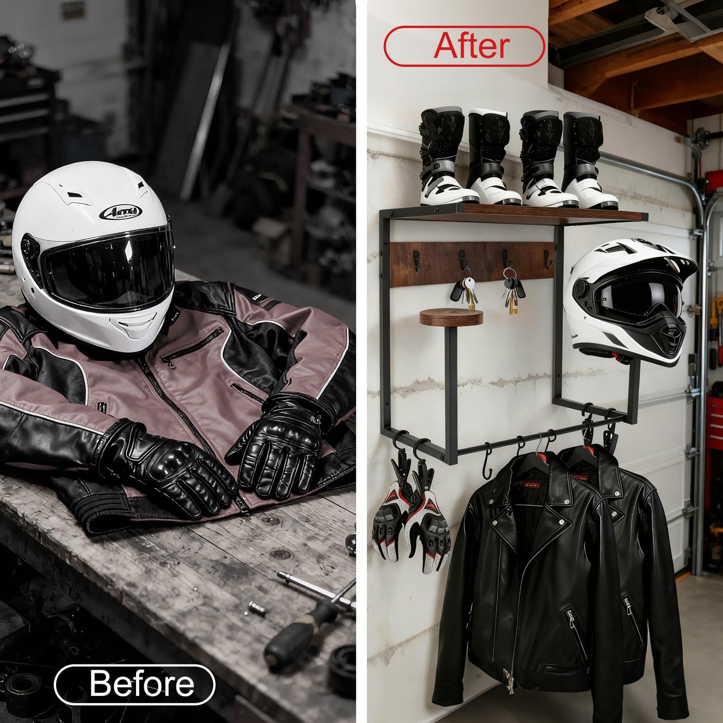 GHWMYD Motorcycle Helmet Holder Wall Mount for Moto Gear Storage Display