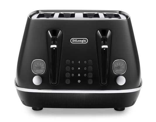 De'Longhi Distinta X CTIN4003.BK Designer 4 Slice Toaster, Variable Browning Control, Reheat/Defrost/Bagel Function -Black