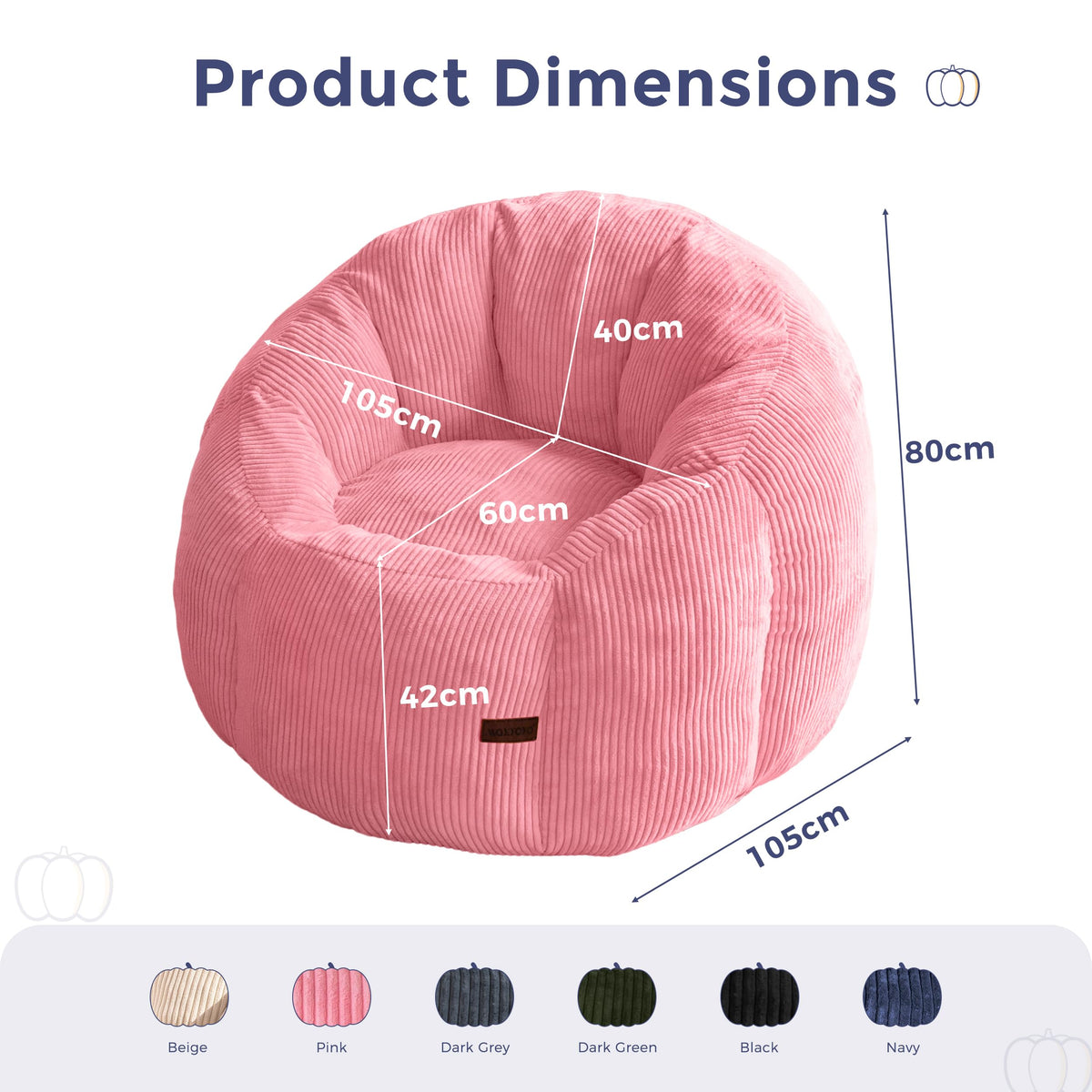 MAXYOYO Bean Bag Chair,Pumpkin Shaped Bean Bag Sofa Includes Filling,Comfy Corduroy Beanbag Sofa for Living Room Bedroom