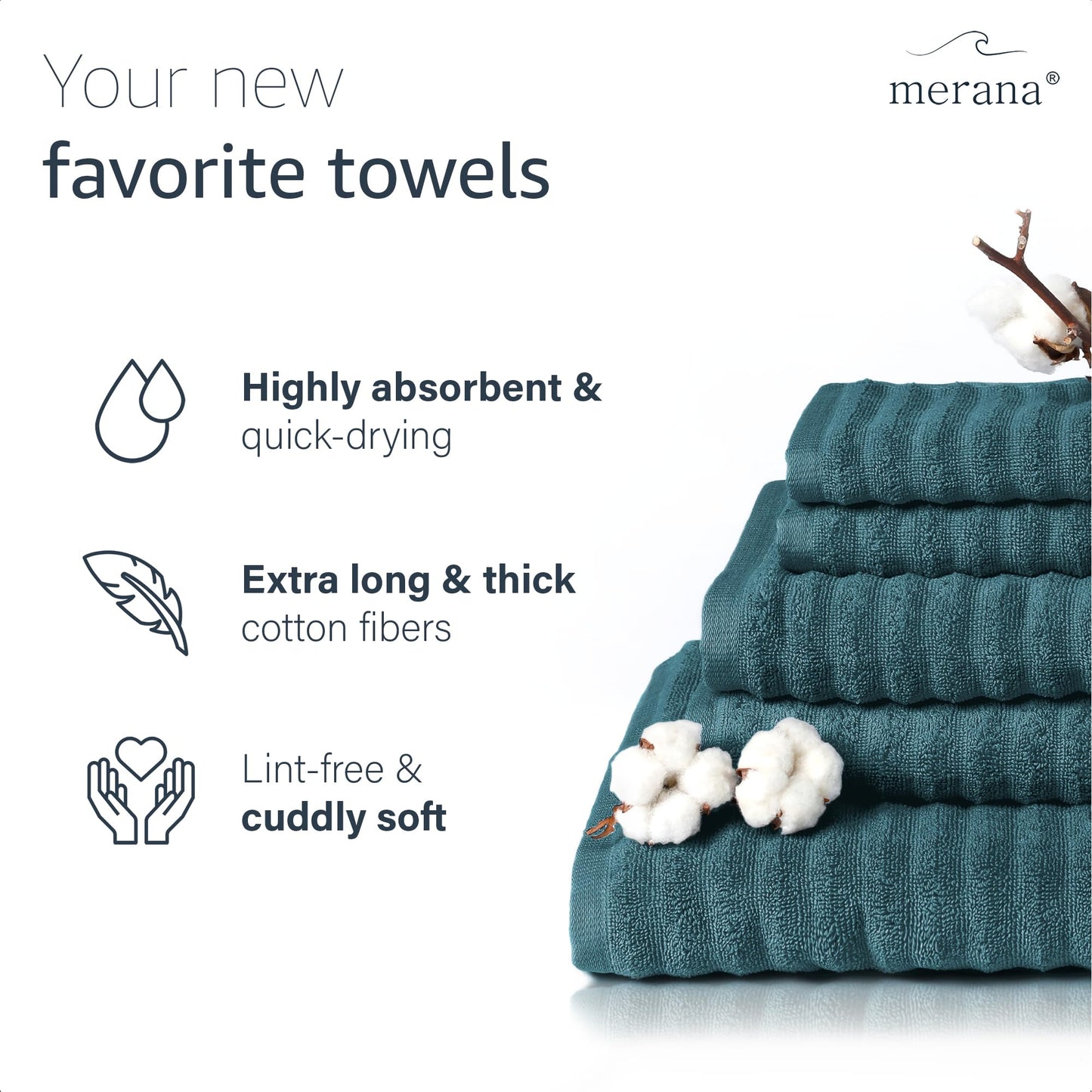 Merana OSLO towel set | quick-drying, soft & lint-free | terry luxury quality | 100% cotton terrycloth | OEKO-TEX | 590 GSM | guest & face towel