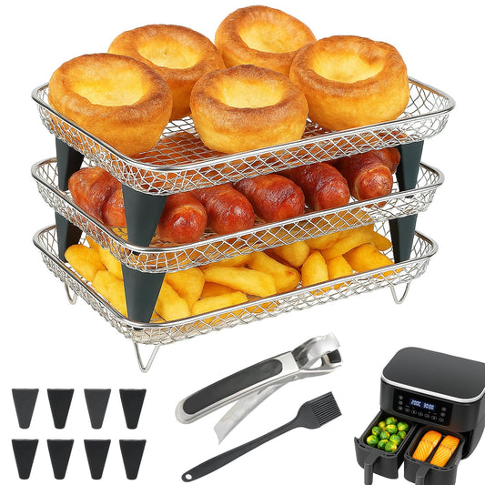 Ninja Air Fryer Rack Set by Magla. Air Fryer Accessories for Ninja Air Fryer Dual AF300UK, AF400UK and Salter, Instant, Tower etc, Air Fryer Basket,