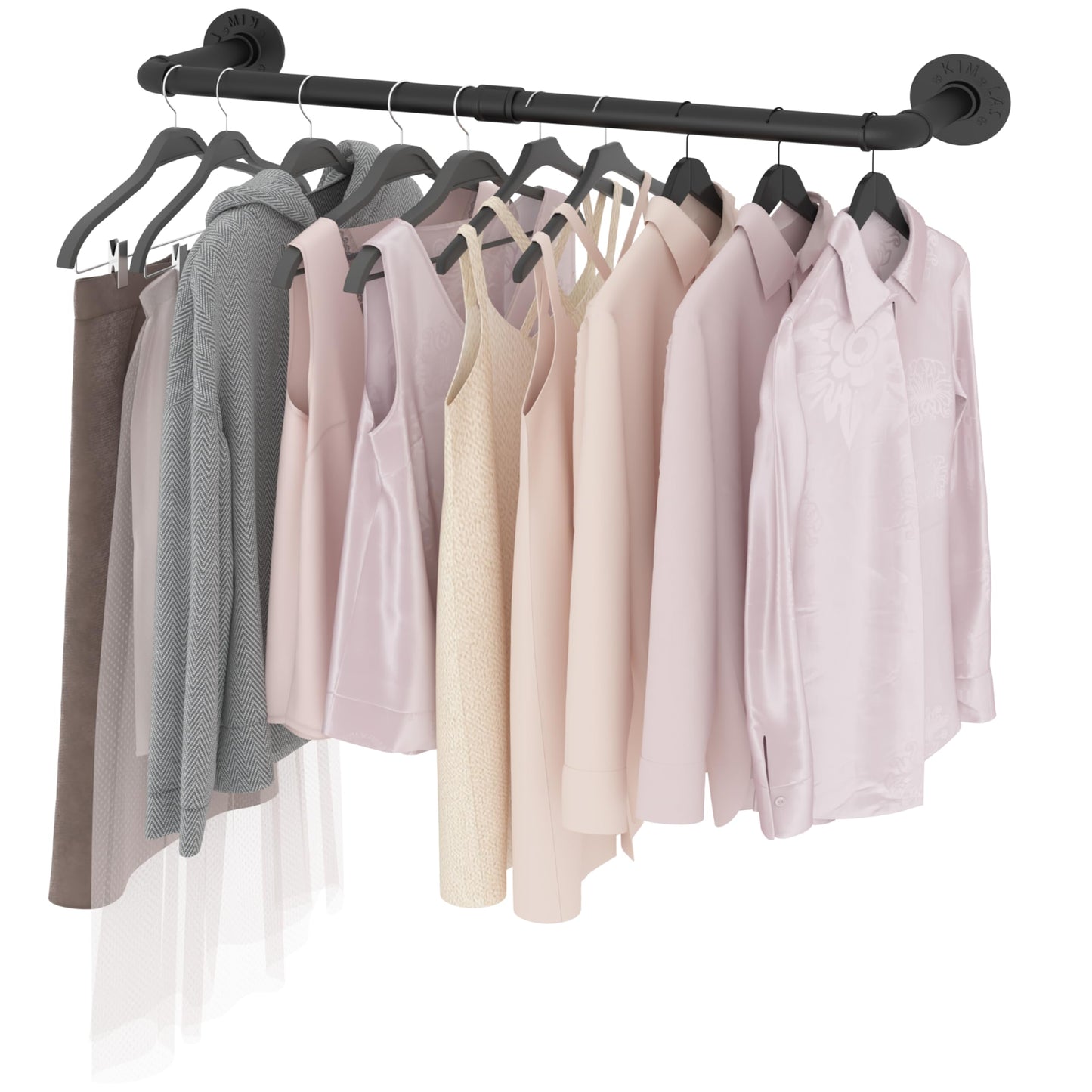 VOLISON Wall Mounted Clothes Rail, 90CM Industrial Pipe Clothing Rack, Industrial Clothes Rail Wall Mounted