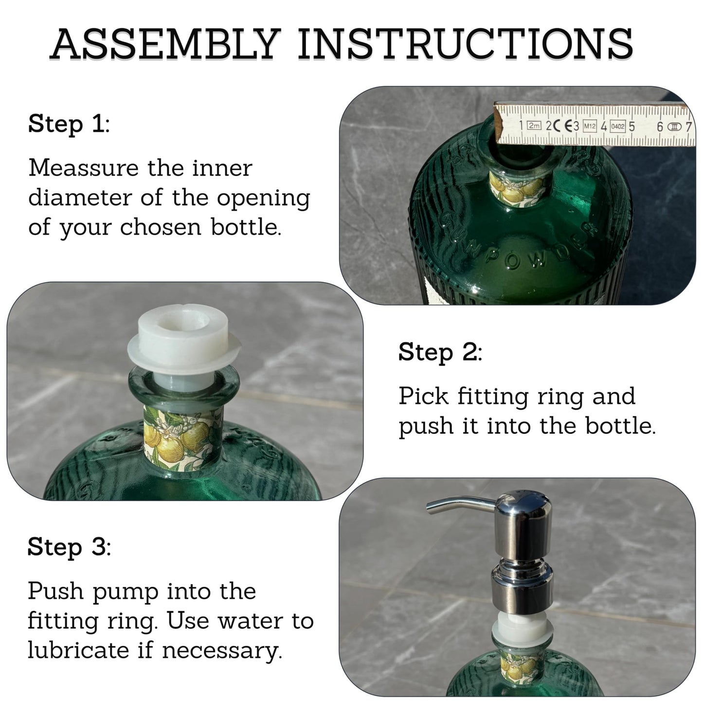 ALTGLAS Upcycling Soap Dispenser Pump Head 'Budapest' with Upcycling-Kit