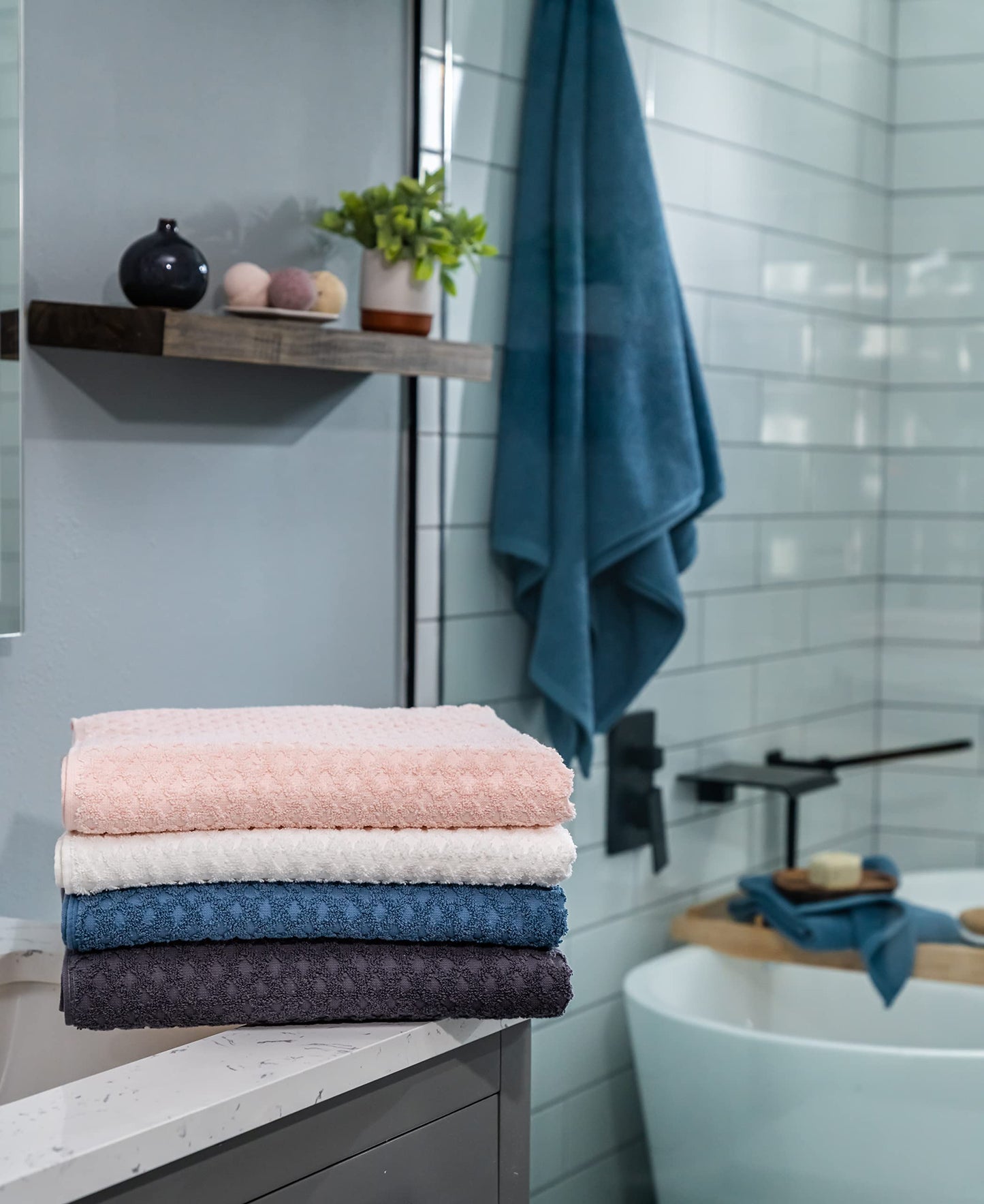 Simpli-Magic Diamond Bath Towels 6 Piece Set (Gray)