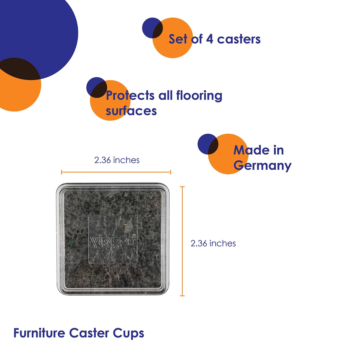 haggiy Anti-Slip Furniture Coasters - transparent, 60x60mm (4 Pcs)