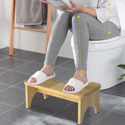 Bamboo Squatting Potty for Adult Toilet Stool, 6.5 Inch Non-Slip Toilet Poo Stool Adult, Kids Aid and Seniors, Original Simple Design