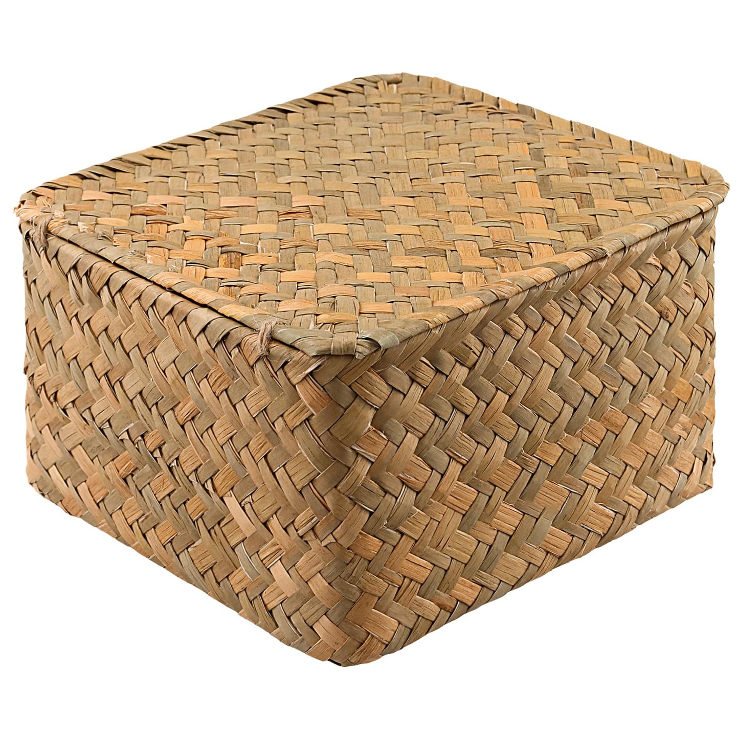 MOUYAT 6 PCS Wicker Baskets with Lids, Wicker Storage Baskets with Lids, Rectangular Handmade Organizer Bins