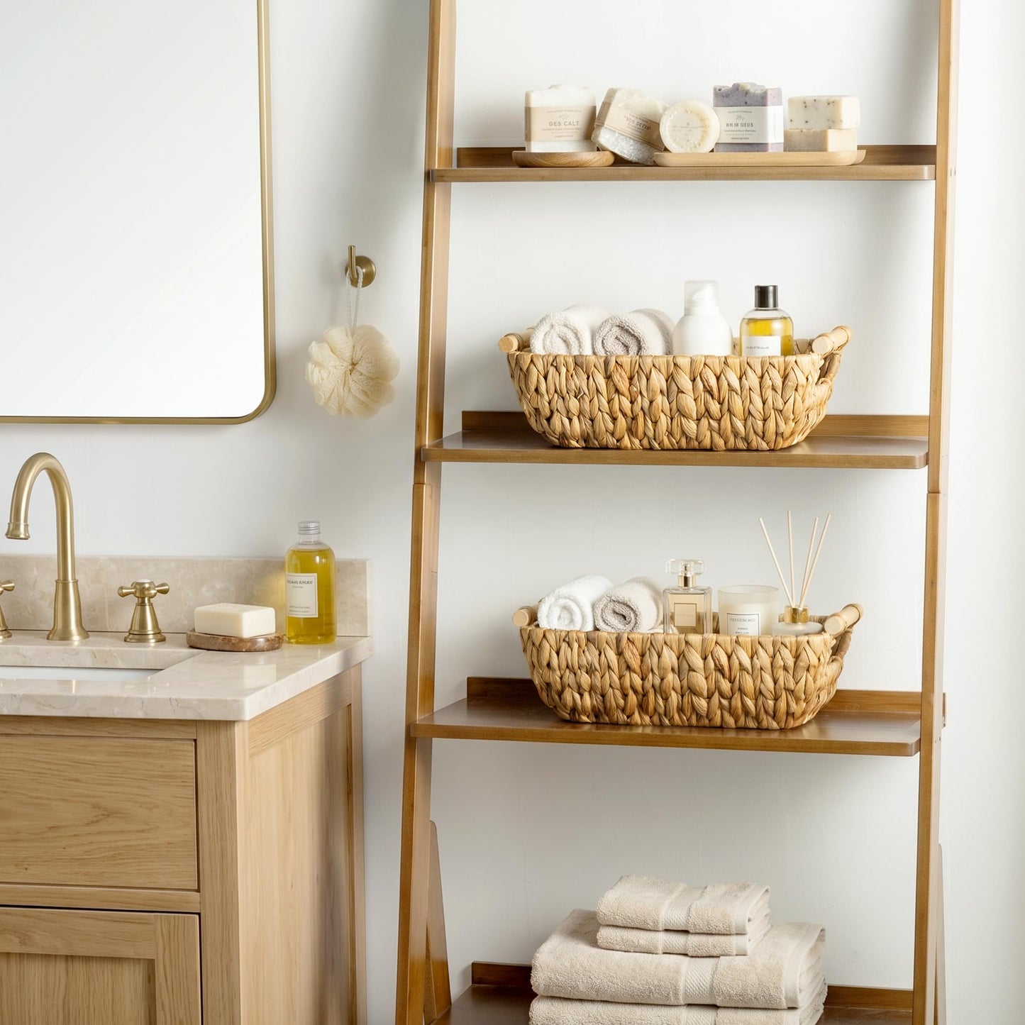 StorageWorks Small Wicker Baskets, Narrow Storage Baskets for Shelves, Shelf Wicker Storage Boxes for Bathroom Organising