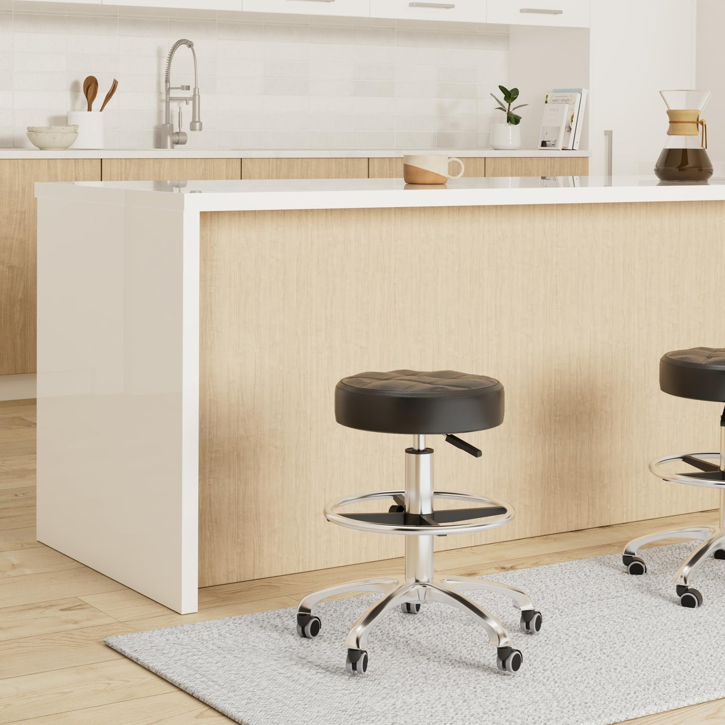 Grace&Grace Adjustable Rolling Stool Chair with Wheels for Massage Beauty Salon Shop Home Kitchen,Heavy Duty Rolling Swivel Stool