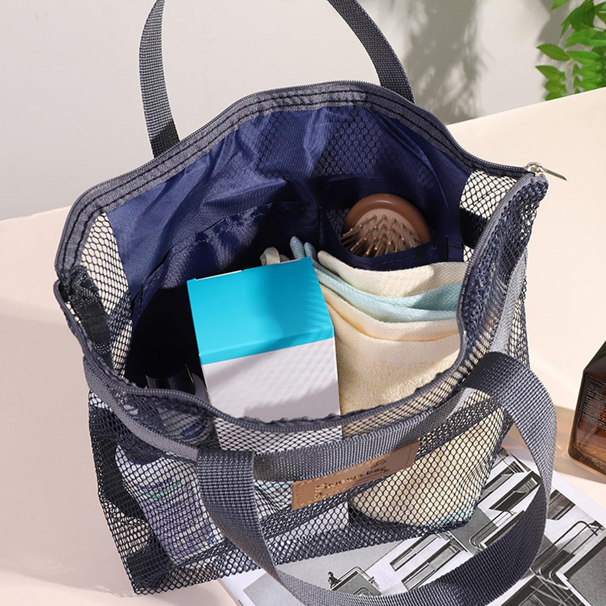 RANYAKE 2PCS Mesh Shower Caddy Bag,Quick Dry Shower Tote Bag,Lightweight Bath Organizer,Fitness Storage Bags,for Dormitories,Swimming,Fitness
