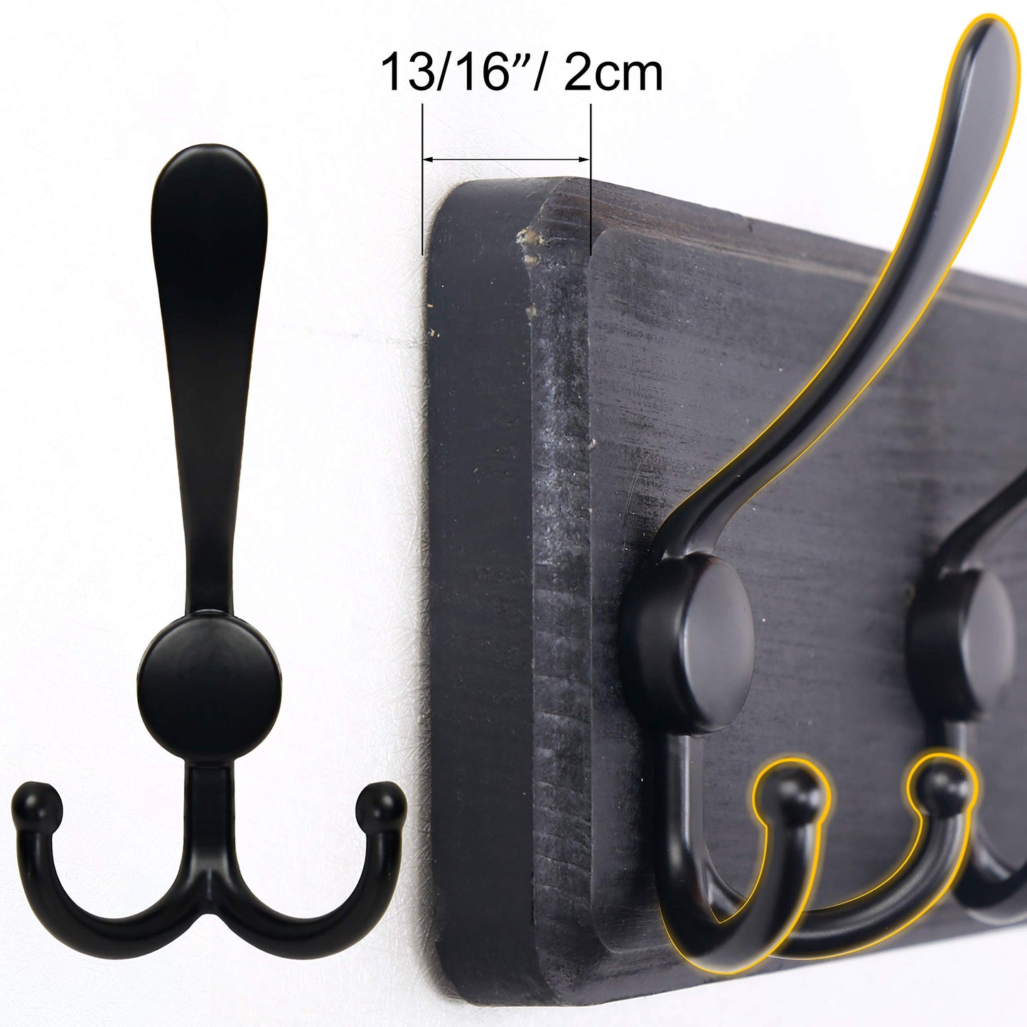 SKOLOO Coat Rack Wall Mounted - 38.3'' Long, Pack of 2, Wooden, Heavy Duty, Rustic Coat Hooks for Wall