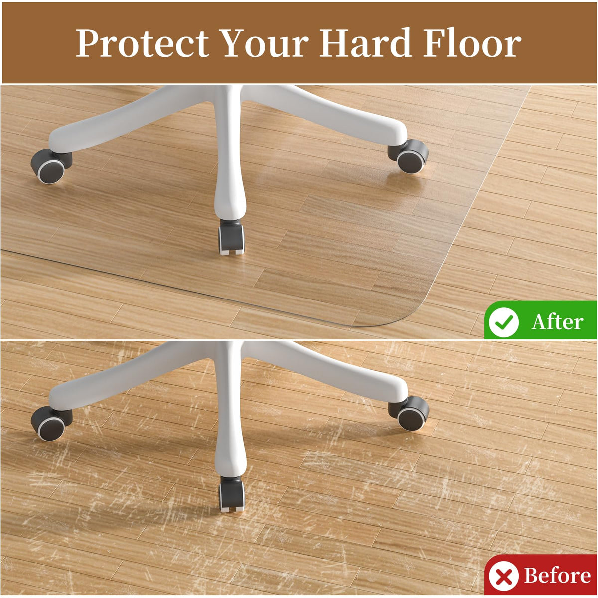 MESHDO Office Chair Mat for Hardwood Floor, 114 X 135 Desk Chair Mat for Hard Floors, PVC Clear Floor Protector for Home and Office Floor Mat