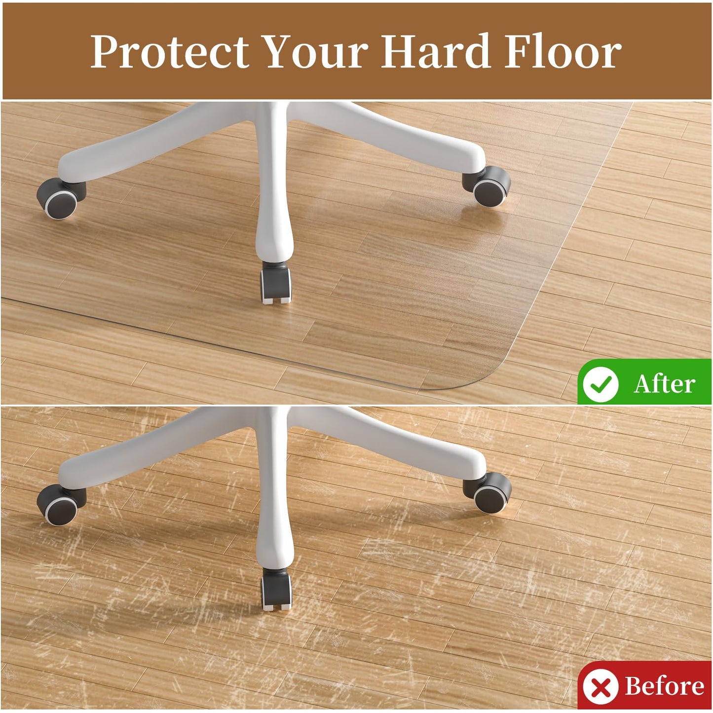 MESHDO Office Chair Mat for Hardwood Floor, 117 X 152 Desk Chair Mat for Hard Floors, PVC Clear Floor Protector for Home and Office Floor Mat