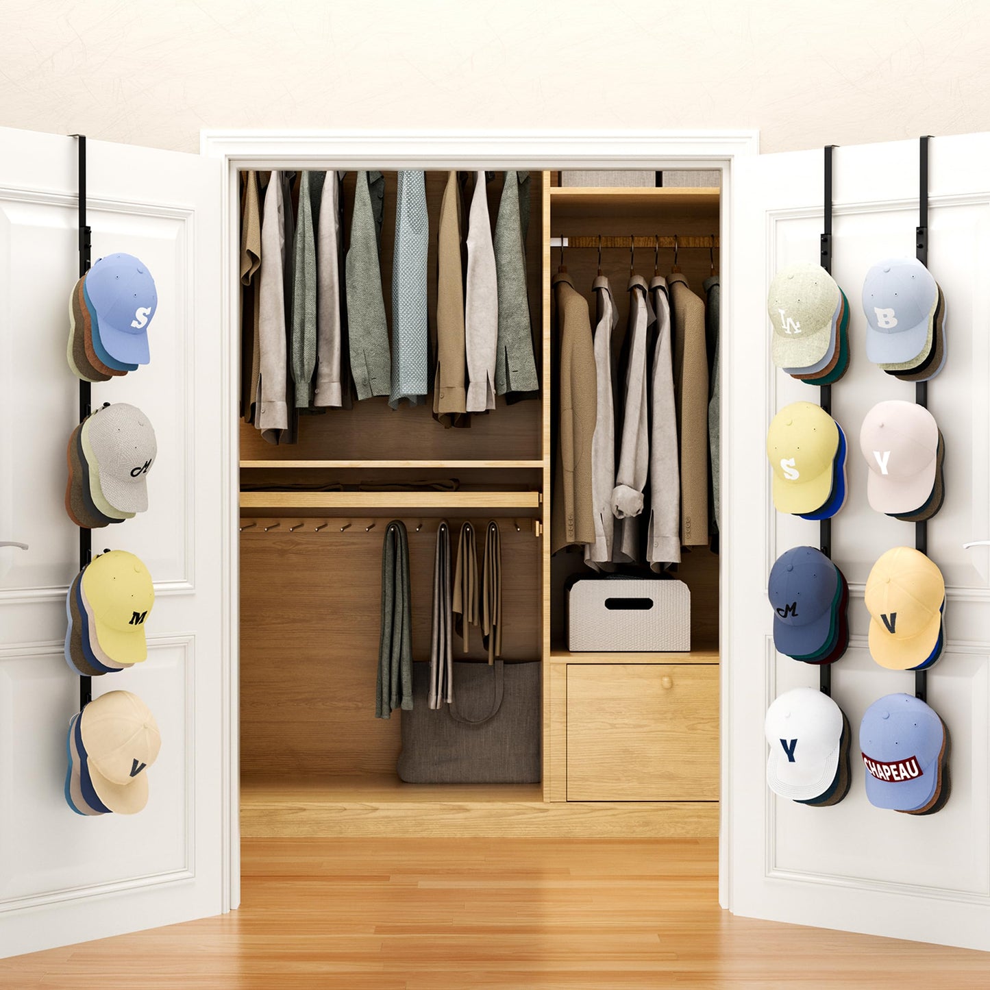 SWTYMIKI 3 Pack Over Door Hat Rack - Metal Baseball Cap Organiser