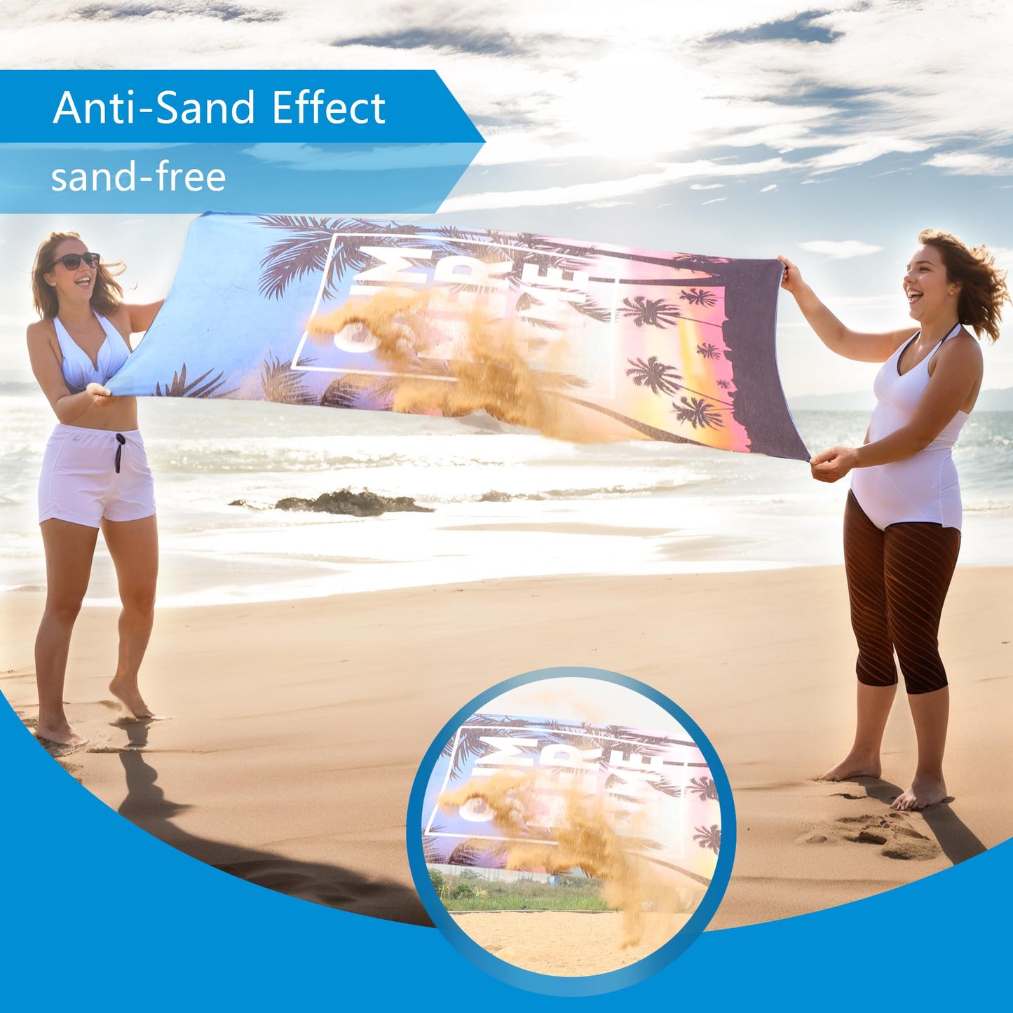 ZIOSINM Microfiber Beach Towels for Adults, 180 * 90cm Quick Dry Sand Free Oversized Extra Large Beach Towel for Beach, Swimming, Travel, Yoga, Gym