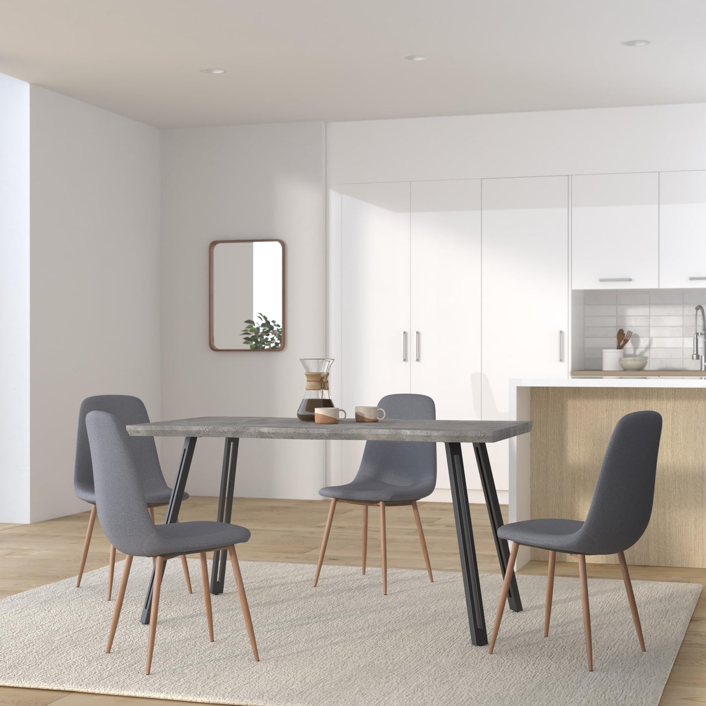 Seconique Quebec Wave Edge Dining Table in Concrete Effect