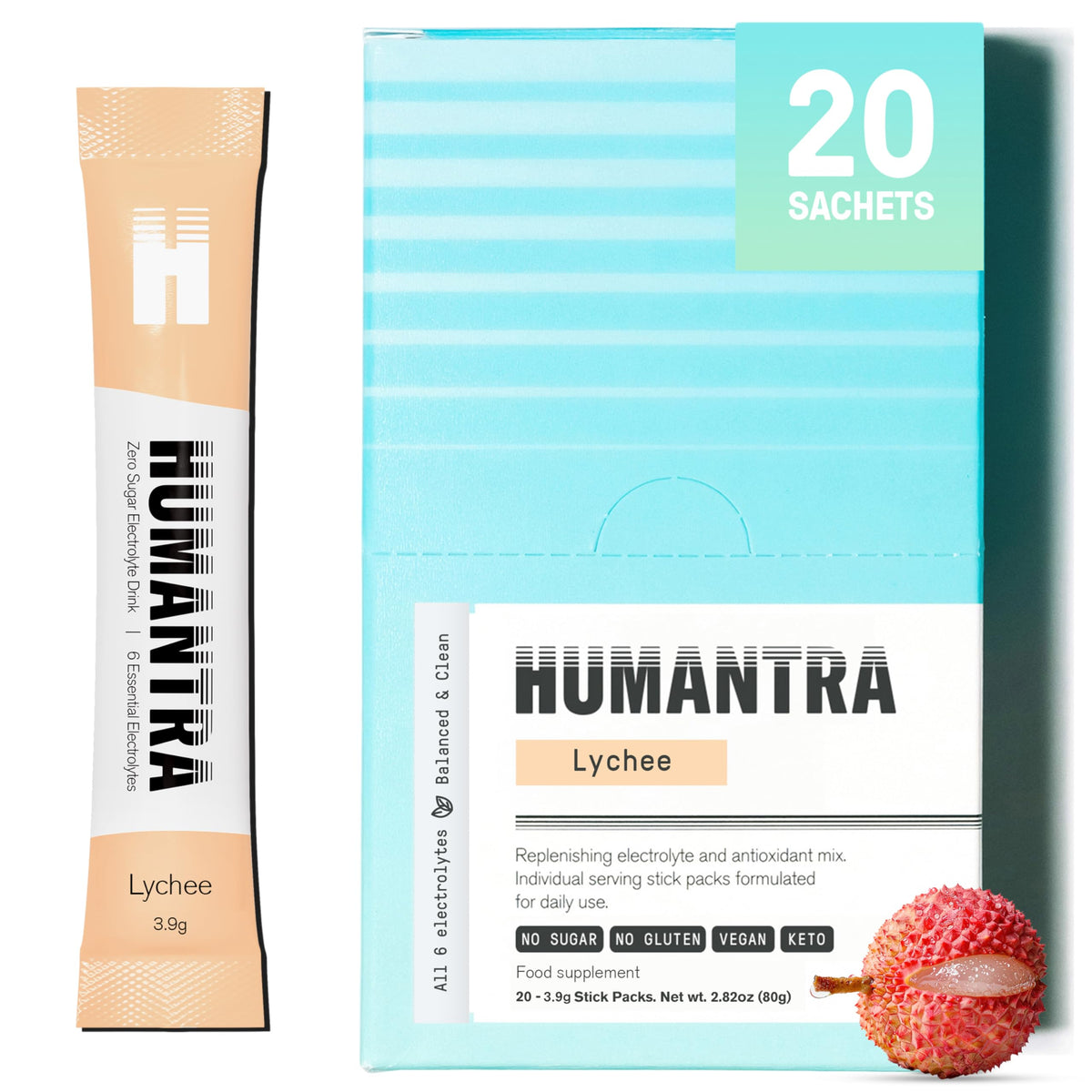 Humantra Table Humantra Electrolyte Packets | Zero Sugar | W/ 6 Electrolytes | Electr ...