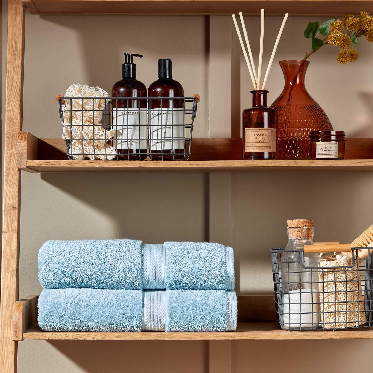 Christy Renaissance 2 Bath Sheets Set | Soft Chambray Blue | 100% Egyptian Cotton Pile | Luxuriously Soft and Super Absorbent | 675 GSM