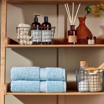 Christy Renaissance 2 Bath Towels Set | Soft Chambray Blue | 100% Egyptian Cotton Pile | Luxuriously Soft and Super Absorbent | 675 GSM