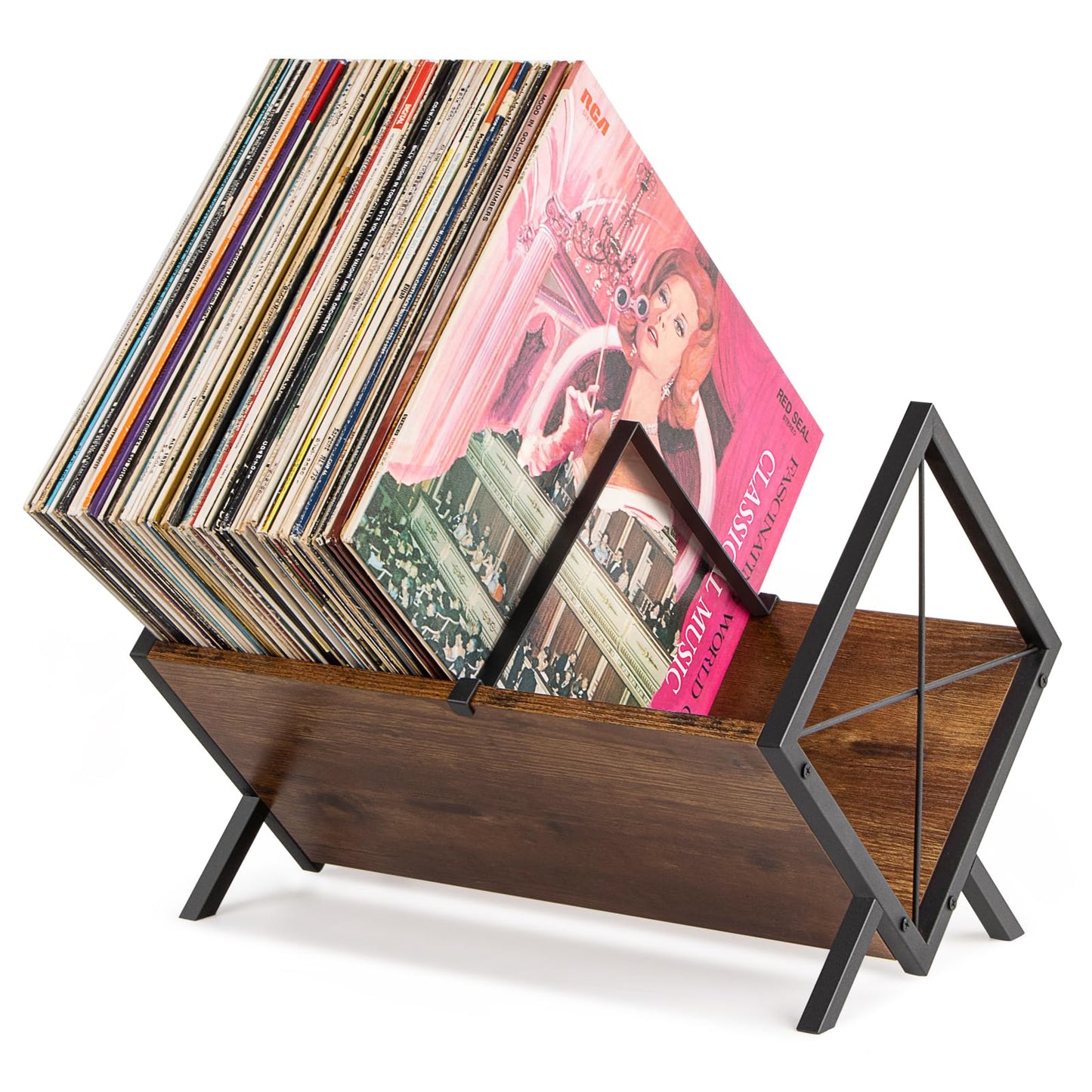 PUERSI Vinyl Record Storage Rack, 1 Tier 80 LP Record Storage Holder
