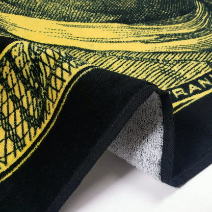 Beachland Gold 100 Dollar Bill Beach Towel 30 x 60 inch - 100% Cotton Pool Towel, Travel, Camping, Lake 1 Towel 30" x 60", Gold Dollar Bill
