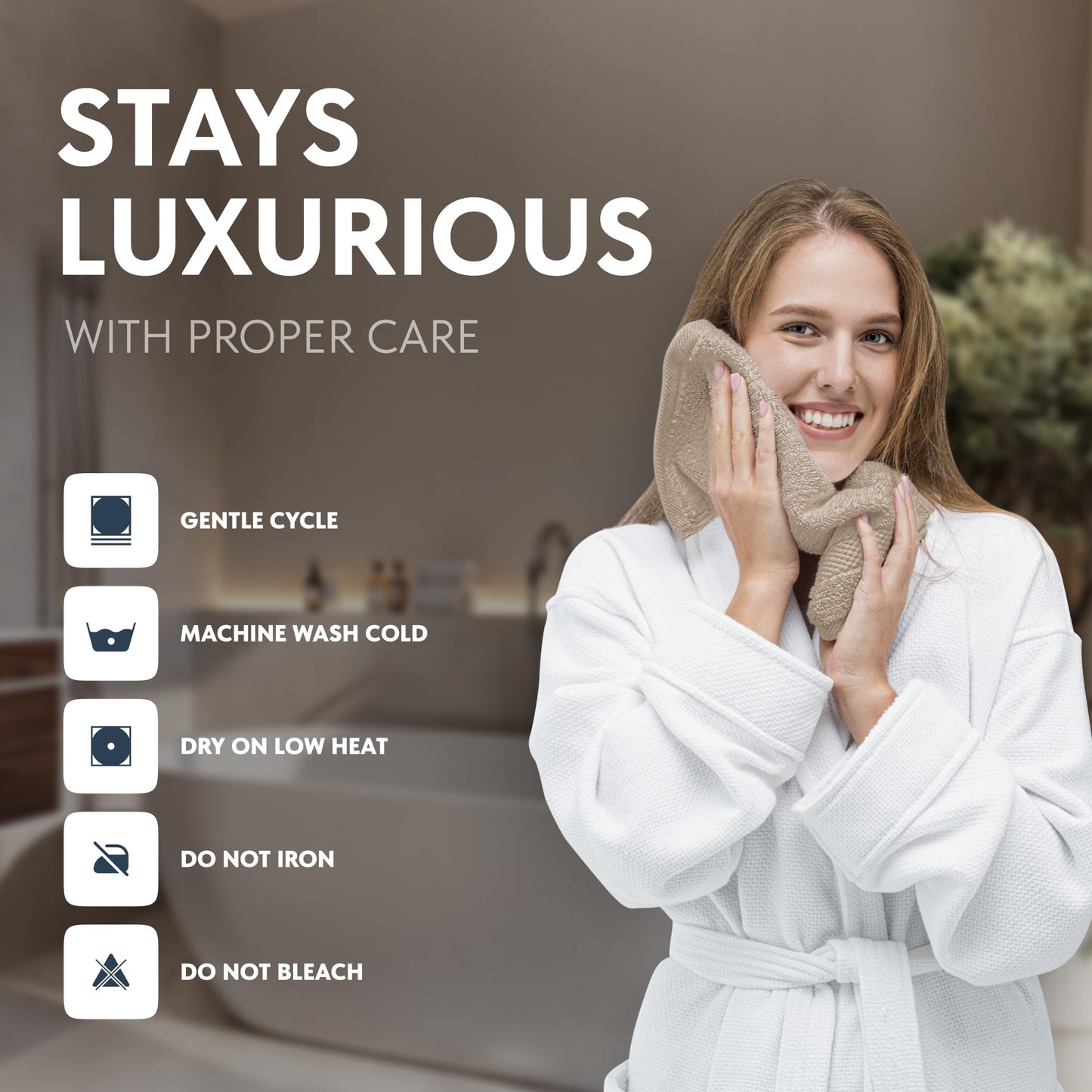 White Classic Luxury Cotton 12 Pcs Flannel Set, Hotel Style Face Cloth 33x33 cm, Soft Plush Bathroom Face Towel Pack of 12, Taupe