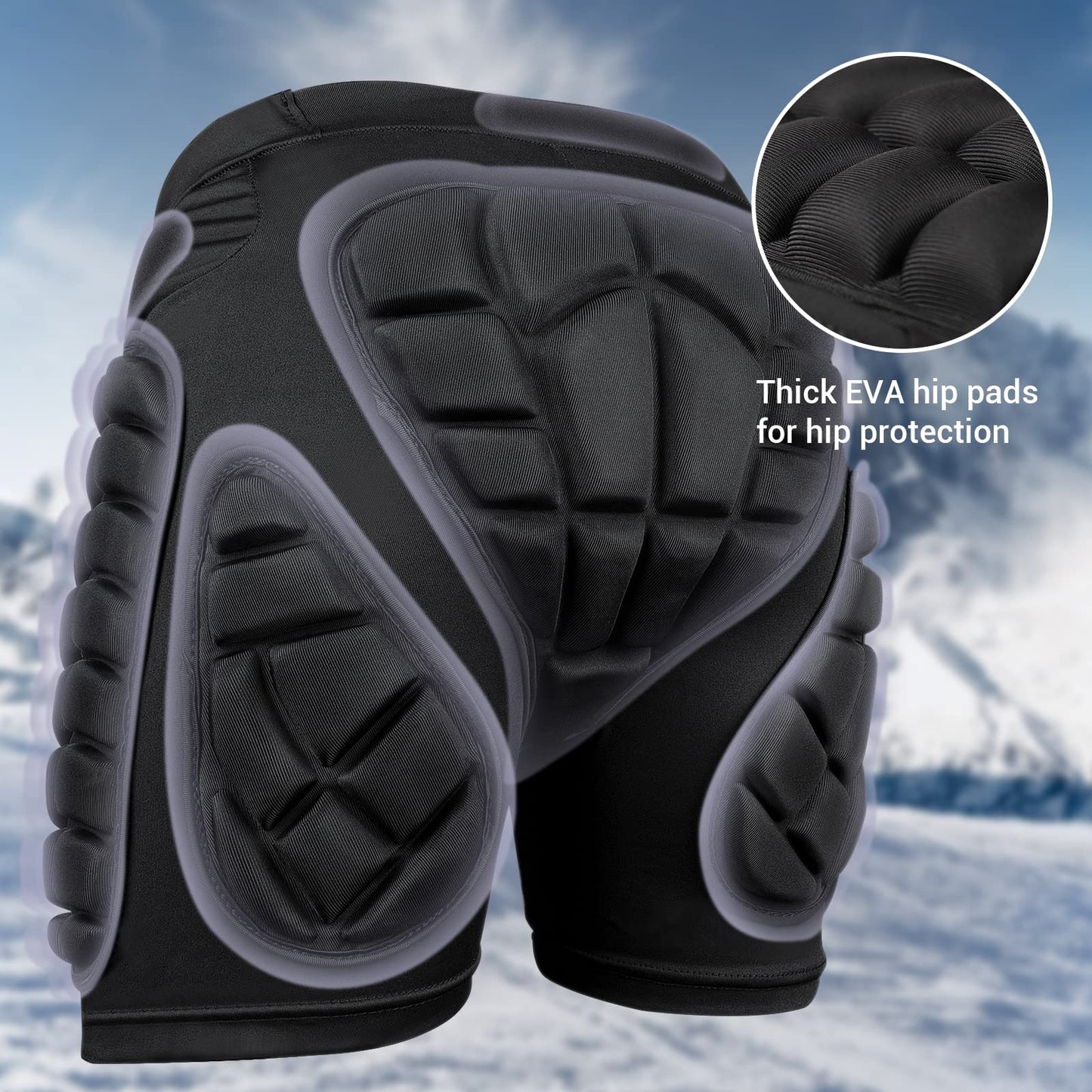 Cienfy 3D Hip Protection Eva Butt Pads Protective Padded Shorts Crash Pad Impact Gear for Skiing Skating Snowboarding Skateboarding (Small)
