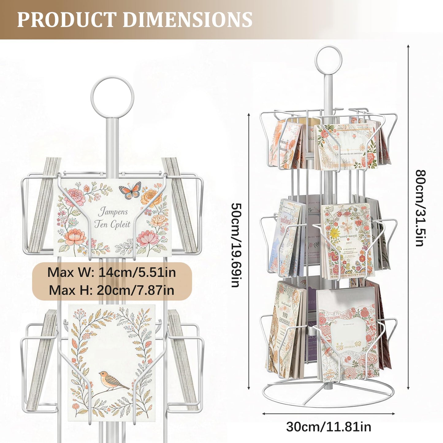 rloao 3 Tier Rotating Greeting Card Display Stand, 12 Pockets