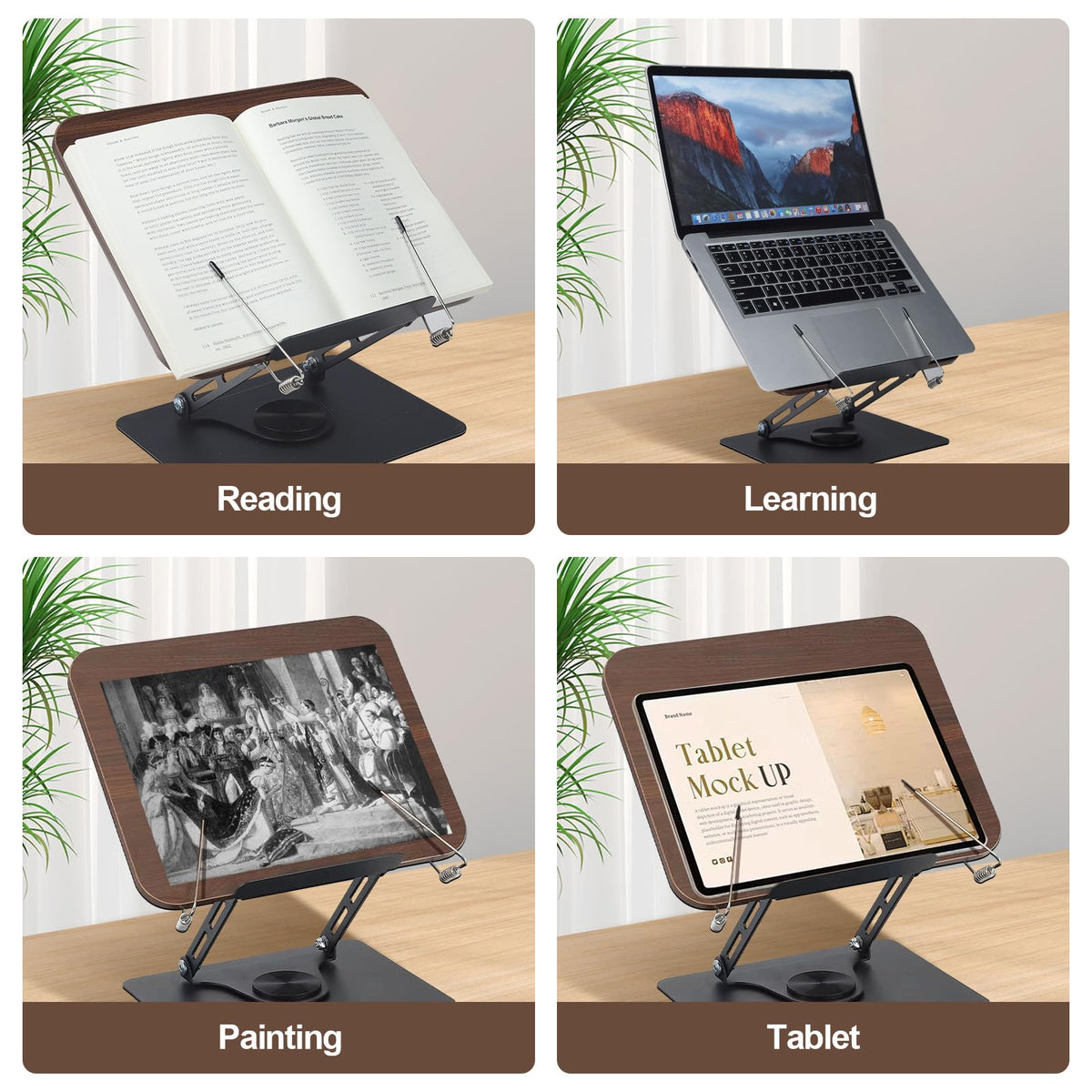 Foyucool Wooden Book Holder - Premium 10mm Wood