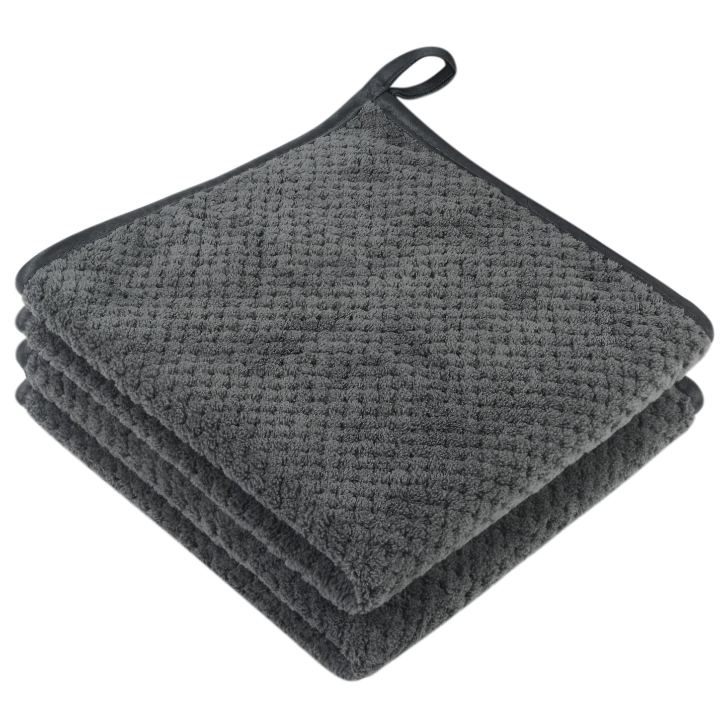VIVOTE Waffle Weave Microfiber Hand Towels with Hanging Loop Dark Grey