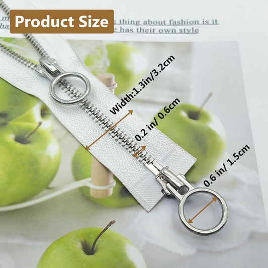 XCSJ #5 Zipper, Metal Zip, 2-Way Separable Sewing for Jackets, Coats, Down Jacket, Suitcase, Tent, Bag, DIY Sewing Craft (White, 70 cm)