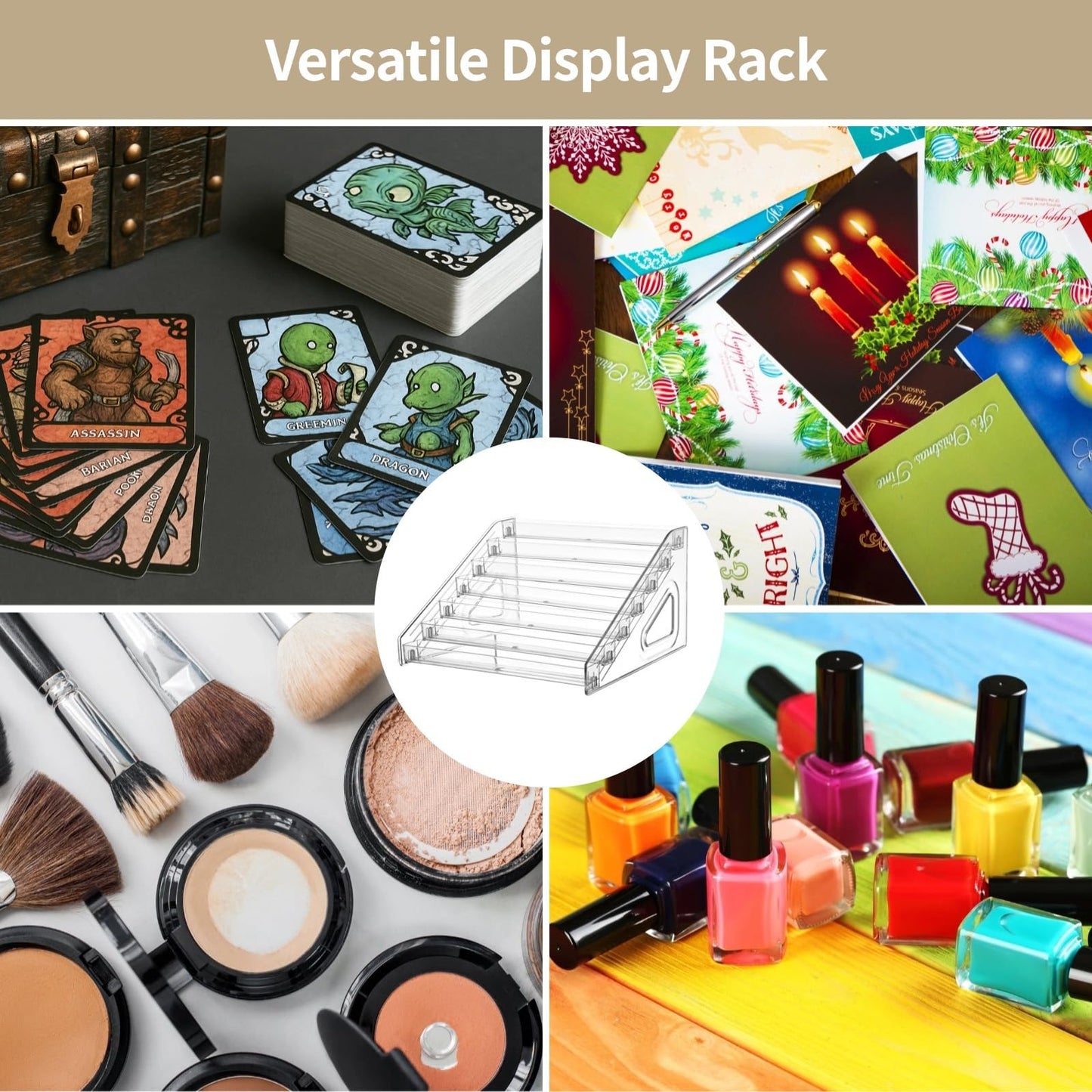 SWEWARM 2 Pcs 7 Tier Acrylic Card Display Stands, Clear Rack Holders for Trading, Business, and Greeting Cards