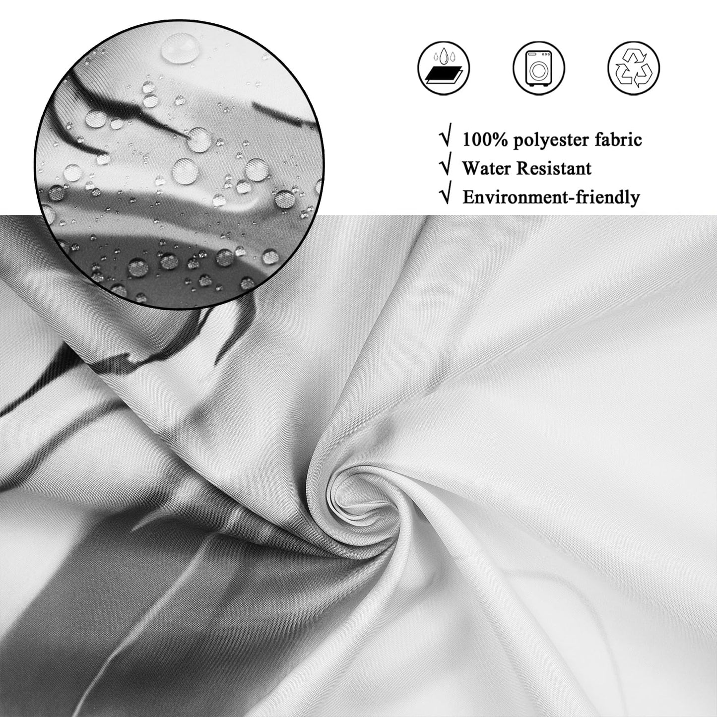 GCIREC Shower Curtain, 120x200cm, Gray Modern Abstract Art Watercolor Marble Gradient Waterproof Fabric Machine Washable Bathroom Curtain with Hooks