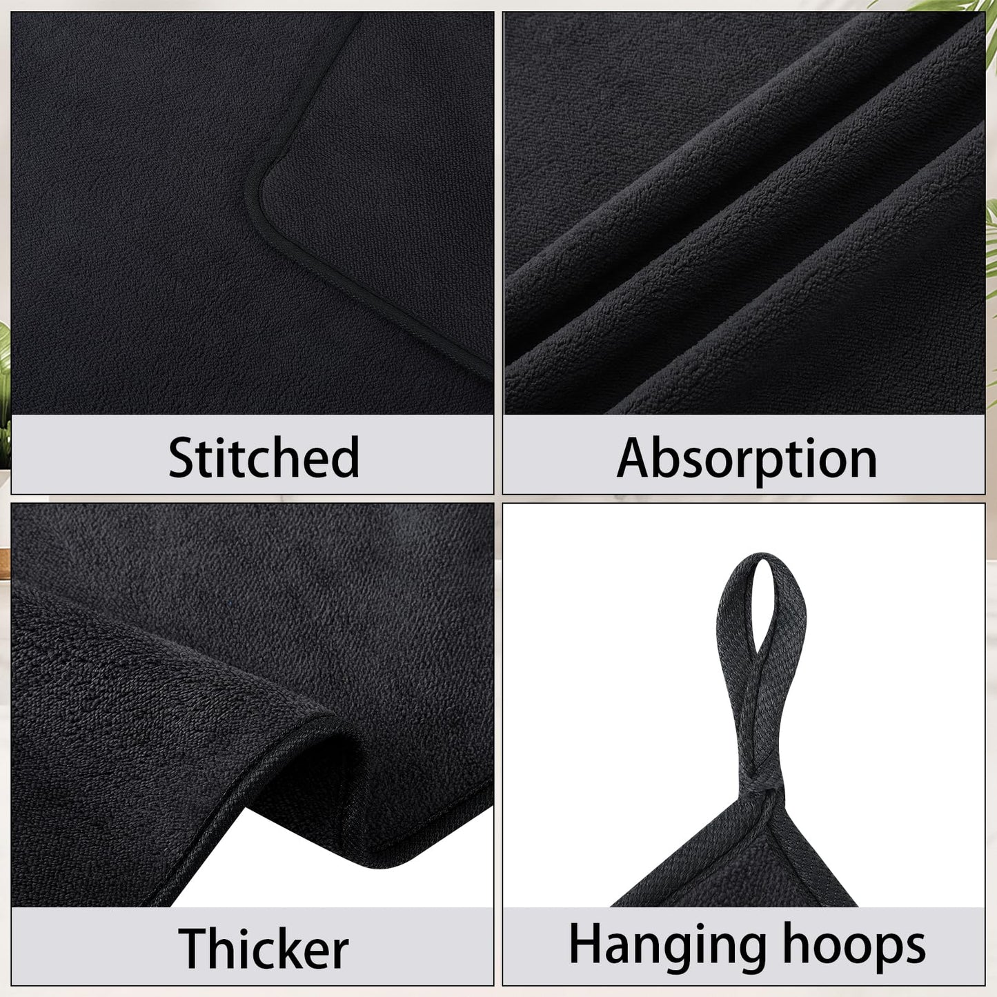 saerryor 4 Pack Microfiber Hand Towel, Soft Absorbent Hand Towels with Hanging Loop