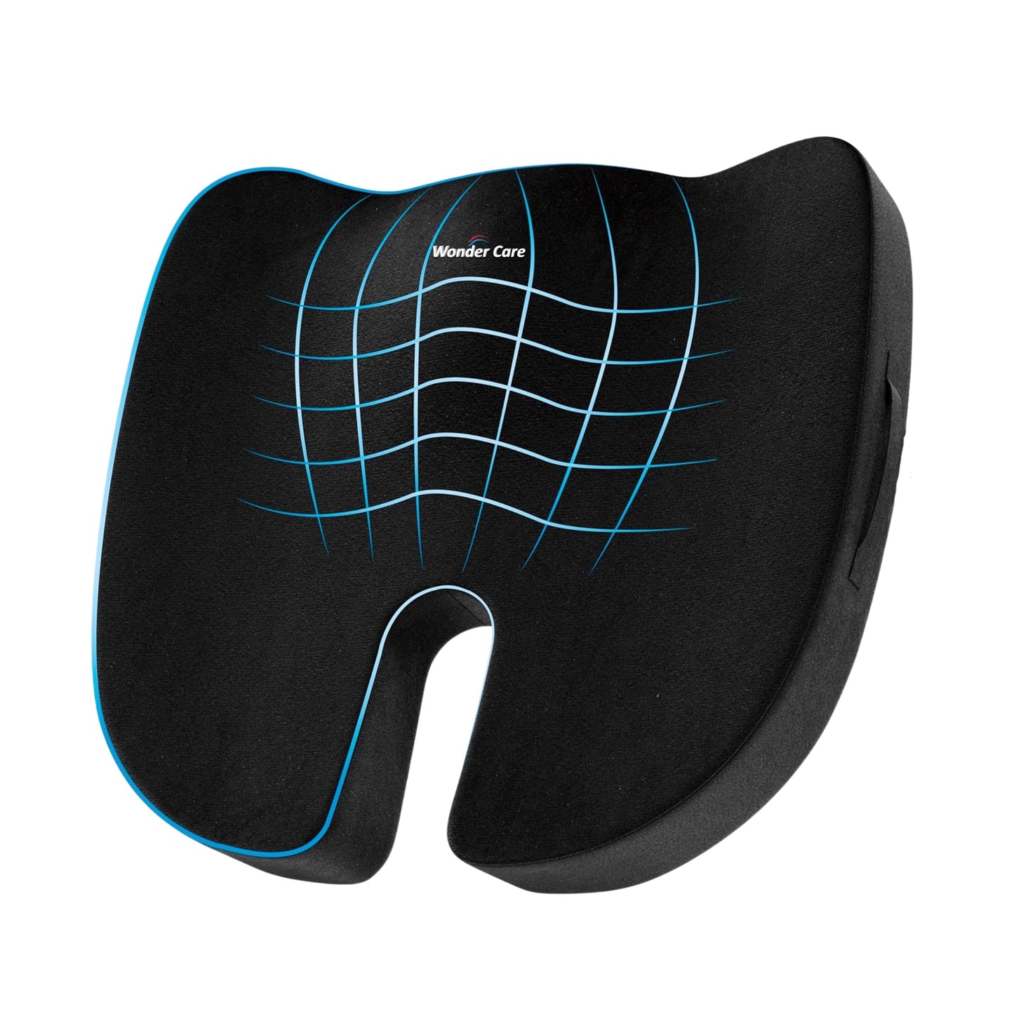 Wonder Care Orthopedic Coccyx Cusion | High Density Memory Foam for Back Pain, Sciatica, Tailbone Relief (Velvet Cover, 70Kg)