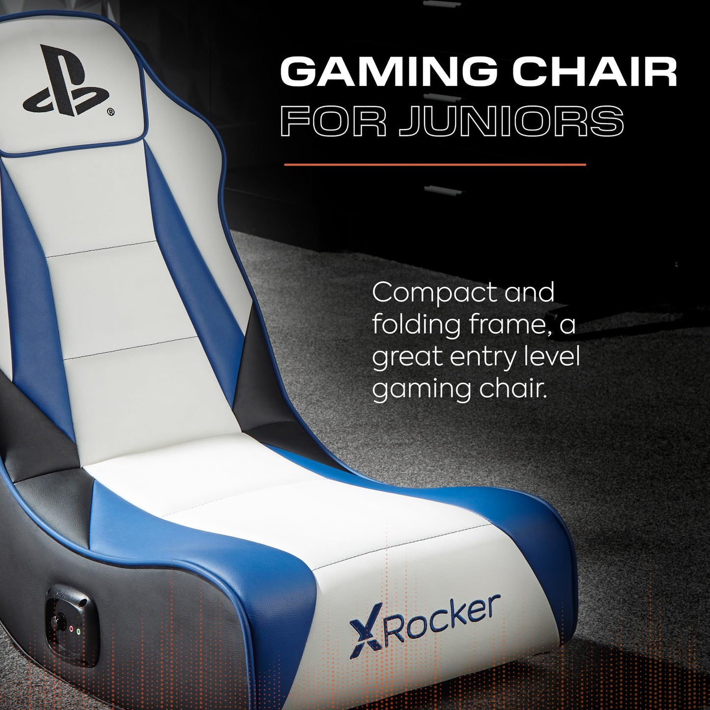 X-Rocker PlayStation Geist 2.0 Floor Rocker, Audio Gaming Chair - Headrest Speakers, Ergonomic Support, Foldable Rocking Base