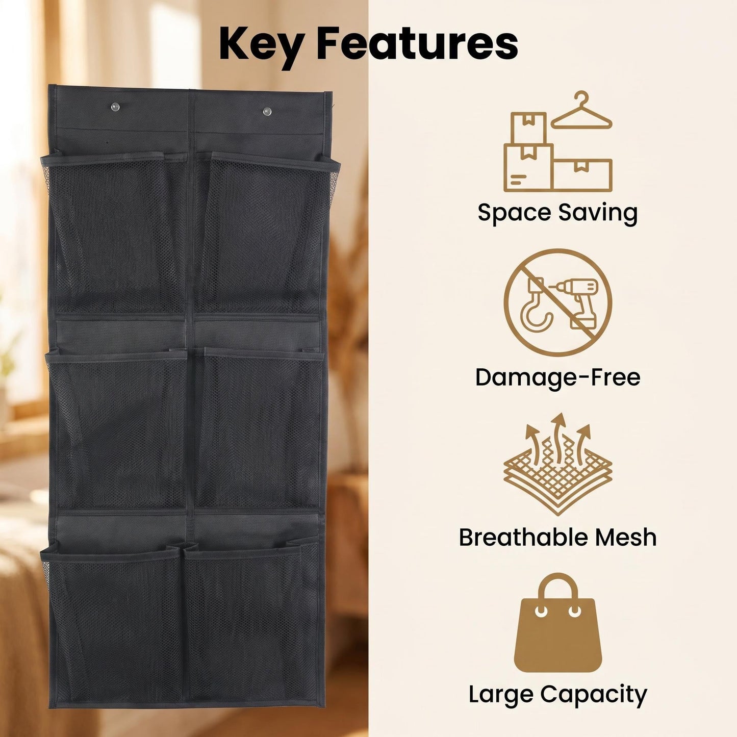 SINJAETRQ Hanging Shoe Storage, Non-Woven Wall Mounted Shoe Rack for Closet Door, Caravan Accessories & Campervan Organiser