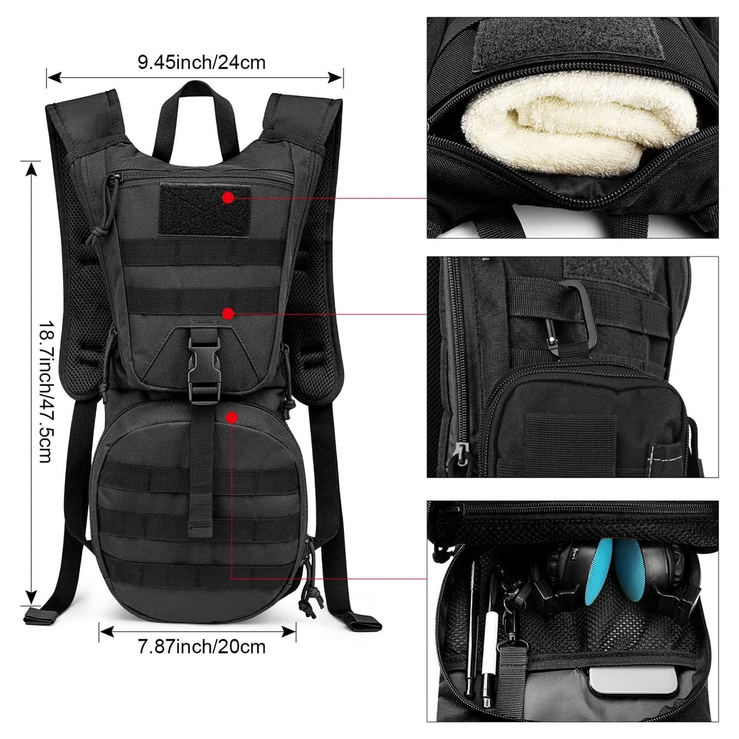 G4Free Military Hydration Backpack with Upgraded 2.5L Bladder Pack for Hiking, Cycling, Walking and Climbing