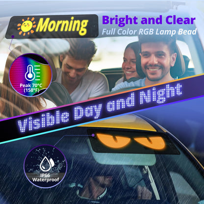 Devil Eyes Light for Cars - AI Voice LED Eyes for Trucks, Flexible Scrolling LED Signs for Cars, IP66 Waterproof Programmable Display with APP Control
