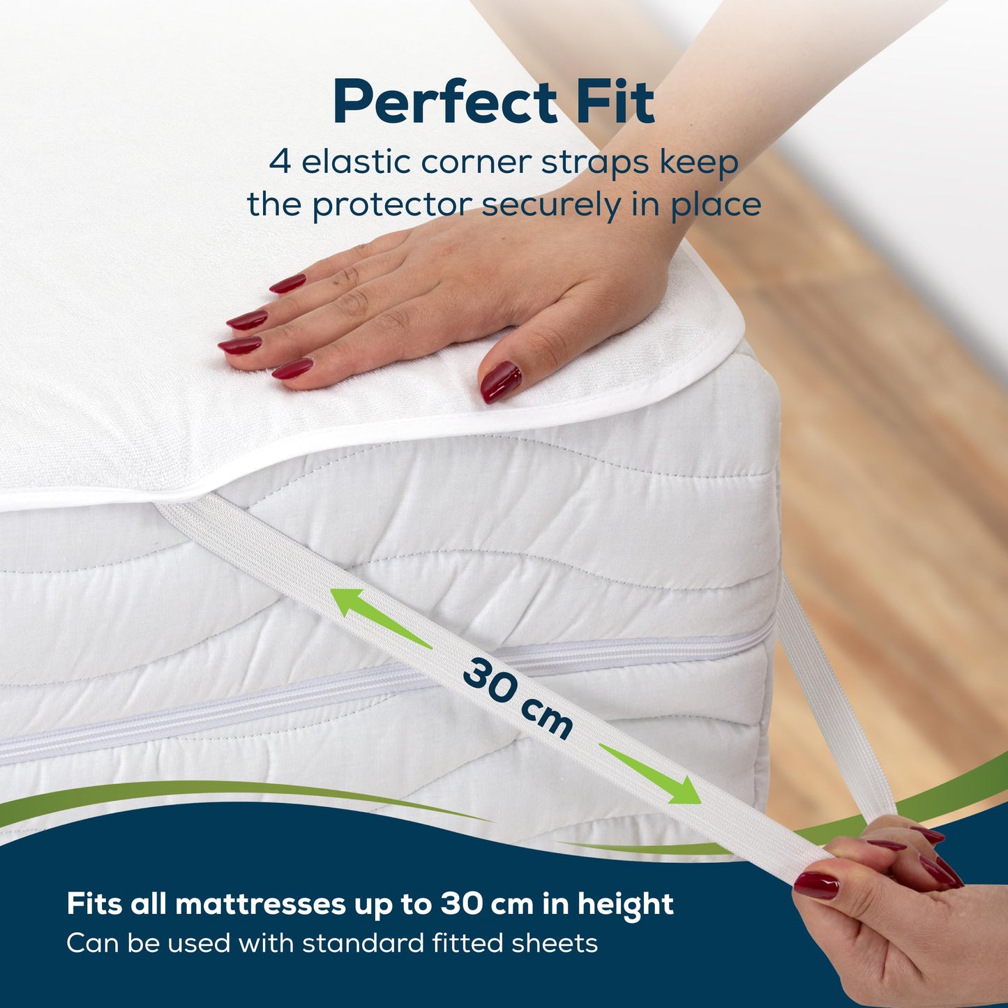Sensalou Waterproof Mattress Protector 90x200 cm – 2-Pack Twin Bed Covers with Elastic Corner Straps, Soft Terry Top Layer, Hypoallergenic