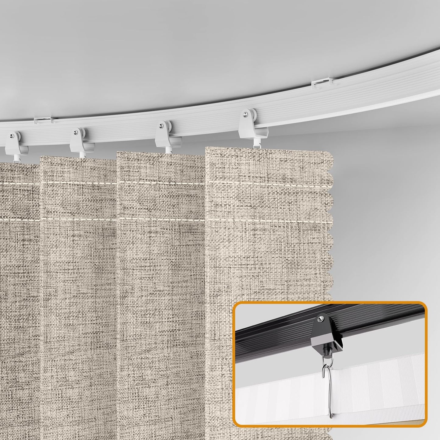 JILRON Divider Curtain, Room Divider, Ceiling Panel Mounted - 100% Full Protection, Clean Look for Room Separation in Bedroom, Storage Room