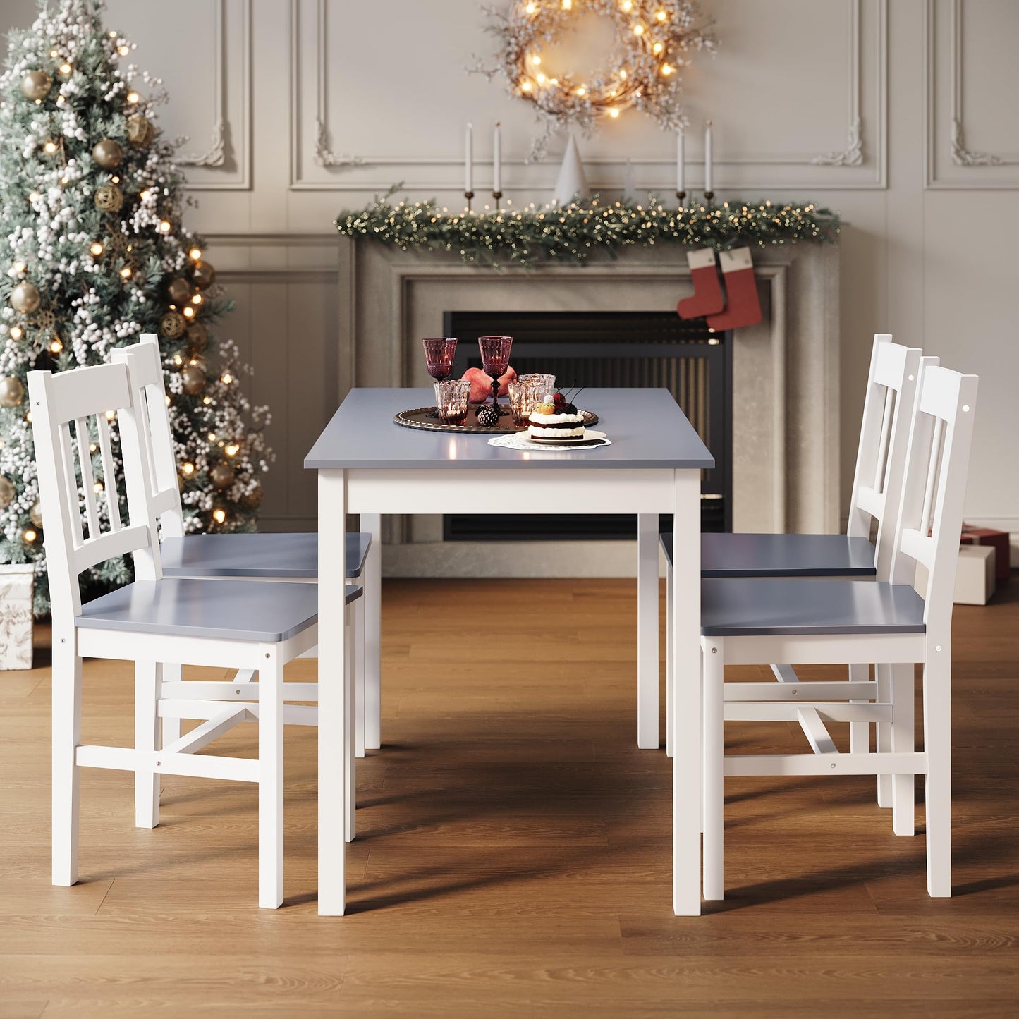 ELEGANT Dining Table and Chairs Set of 4, 108x65x75cm